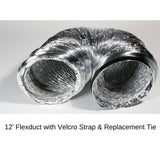 Vent Cap SystemsThe Energy ConservatoryReplacement Flex Duct w/ Velcro Strap (12')Image features a 12-foot Replacement Flex Duct with Velcro Strap by The Energy Conservatory. With a 10-inch diameter, this versatile duct is compatible with both Minneapolis Duct Blaster® and Retrotec's 340x Duct Tester. Ideal for professional HVAC testing scenarios.
