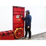 Vent Cap SystemsRetrotec, Ltd.Retrotec Blower Door | 5100 SeriesImage depicts a professional standing next to a fully assembled Retrotec Blower Door System, emphasizing its user-friendly setup. An optional hard-sided fan case for secure storage is also shown.
