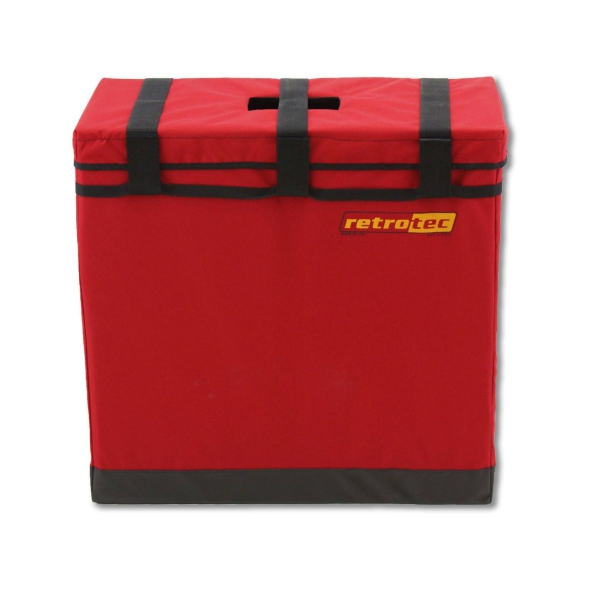 Vent Cap SystemsRetrotec, Ltd.Retrotec Blower Door Fan CaseImage displays Retrotec's custom-designed, hard-sided Blower Door Fan Case, suitable for Models 1000 to 6000. Features Velcro straps for secure storage and portability, doubling as handles. Also serves as a sturdy table for laptops and gauges. Dimensions: 14” x 26” x 25“.