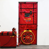 Retrotec 6100 series blower door test in progress