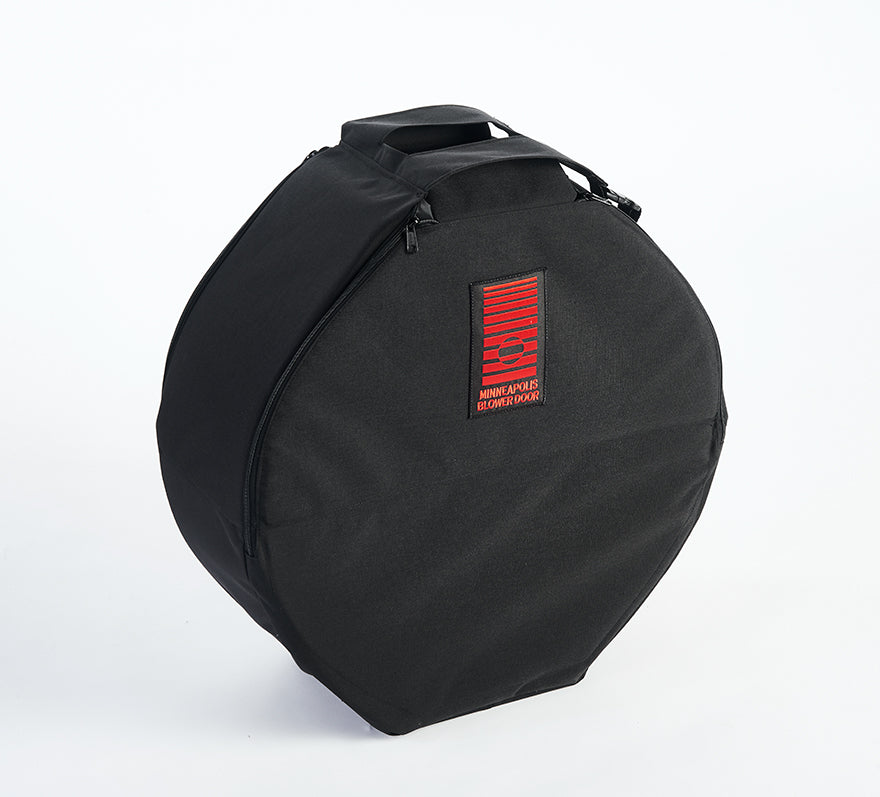 Padded blower door fan case