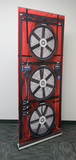 Three fan blower door banner